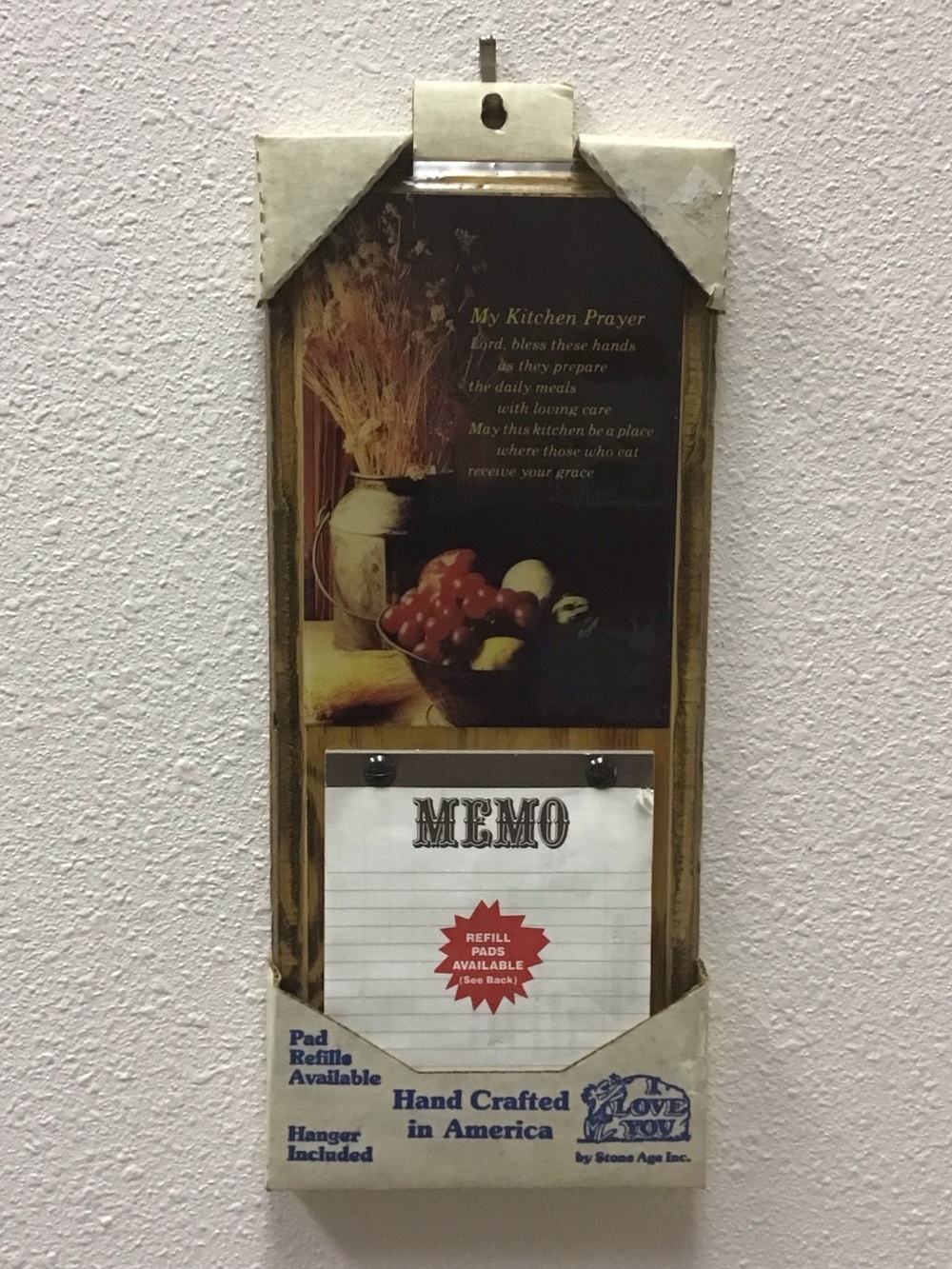 NEW Handcrafted Vintage Kitchen Prayer Wall Sign with Memo Pad